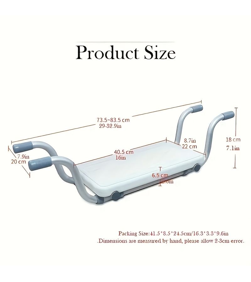 Heavy Duty Aluminum Adjustable Length Bathtub Bench White Shower Stool for Bathroom 28.35 to 32.28 Inches Supports 350 Lbs Plastic Bathtub Seat for Seniors - Image 5