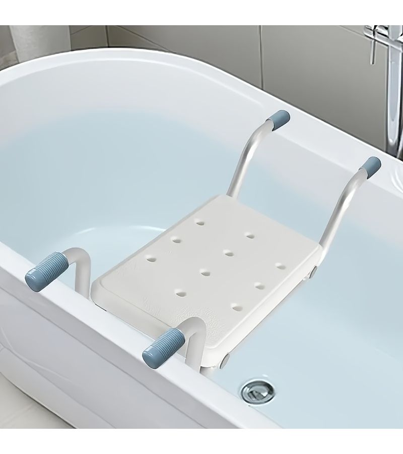 Heavy Duty Aluminum Adjustable Length Bathtub Bench White Shower Stool for Bathroom 28.35 to 32.28 Inches Supports 350 Lbs Plastic Bathtub Seat for Seniors - Image 2