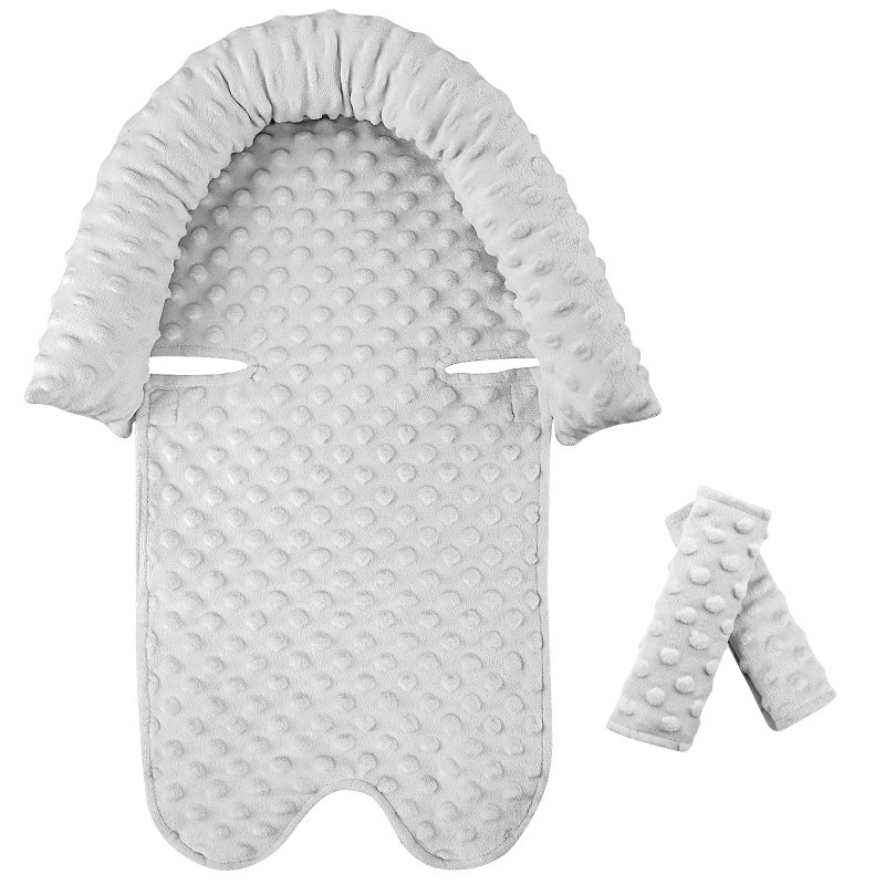 Car Seat Head Support Infant Baby Carseat Head Support Strap Covers for Newborns Ultra Soft Minky Dotted Fabric Infant Car Seat Insert Perfect for Baby Carseats Strollers and Bouncers