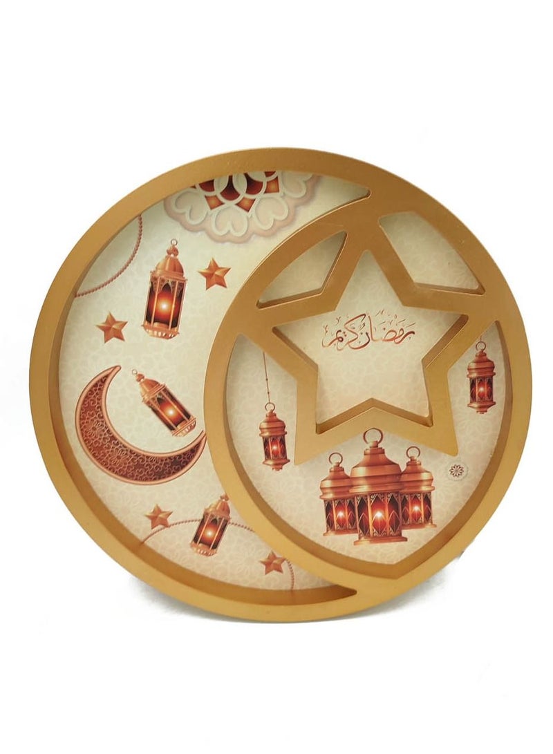 co arma Wooden serving platter in the shape of Ramadan crescent 30 cm