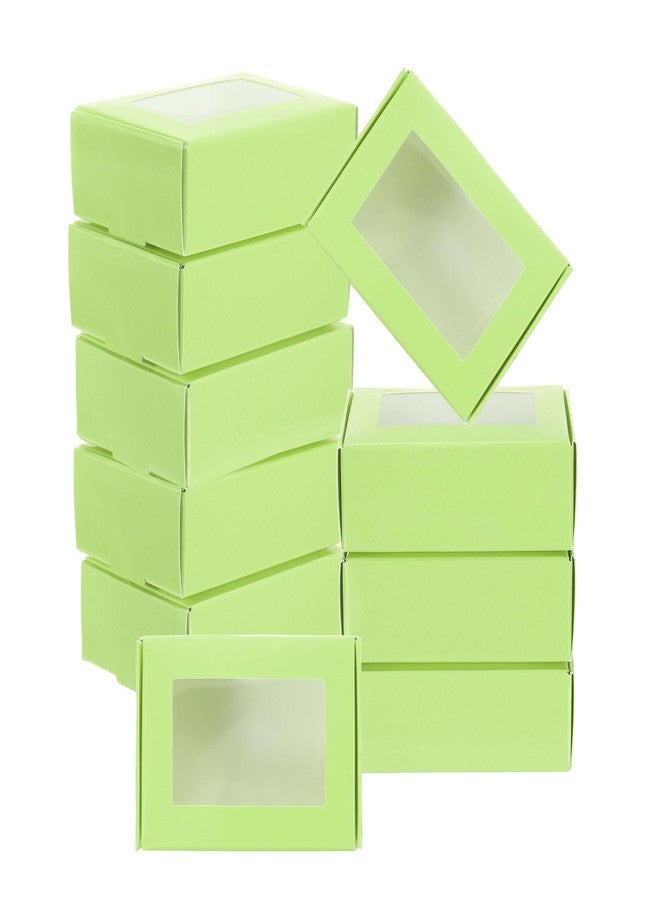 PATIKIL 3.4"x2.4"x1.2" Small Rectangle Kraft Paper Boxes with Window, 30 Pack Candy Party Favor Gift Box for Homemade Soap, Wedding Party Favor Treats, Jewelry Packaging, Lime Green - Image 1