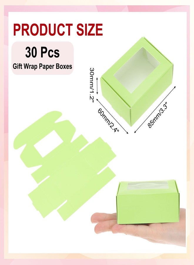 PATIKIL 3.4"x2.4"x1.2" Small Rectangle Kraft Paper Boxes with Window, 30 Pack Candy Party Favor Gift Box for Homemade Soap, Wedding Party Favor Treats, Jewelry Packaging, Lime Green - Image 2