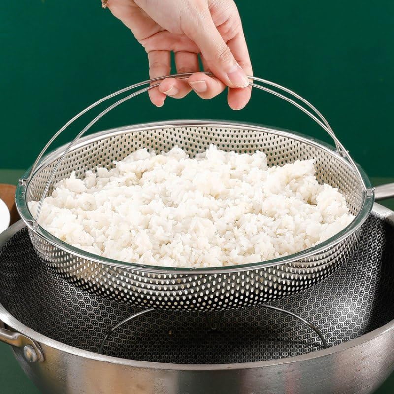 JOLYMIT Steamer Basket with Full Handle for Steaming Vegetables Fruits Perfect for Steaming Vegetables Dishwasher Safe 1 Pcs - Image 5