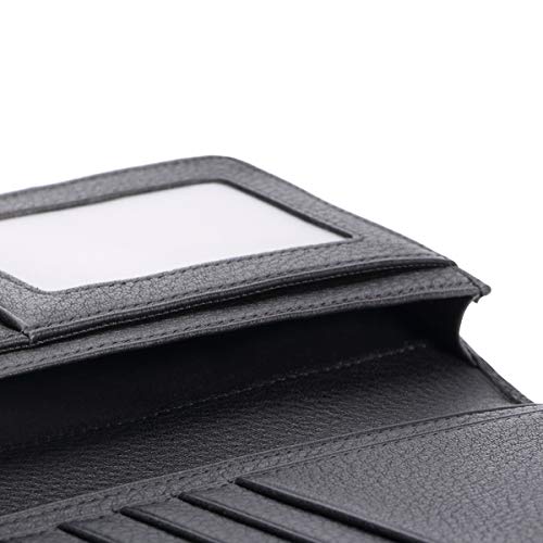 HISCOW Bifold Long Wallet with 15 Credit Card Slots - Italian Calfskin (Pebbled Black) - Image 5