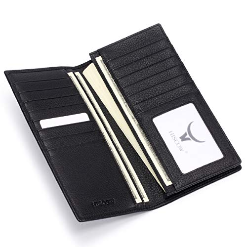 HISCOW Bifold Long Wallet with 15 Credit Card Slots - Italian Calfskin (Pebbled Black) - Image 2