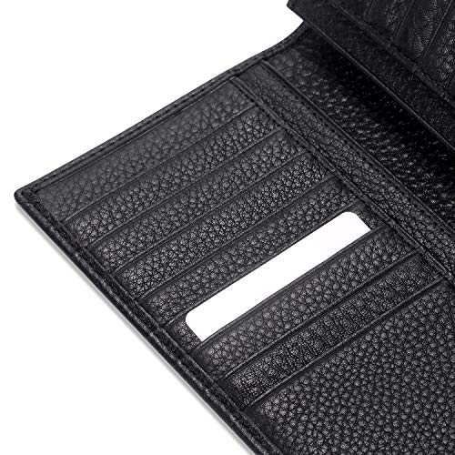 HISCOW Bifold Long Wallet with 15 Credit Card Slots - Italian Calfskin (Pebbled Black) - Image 4