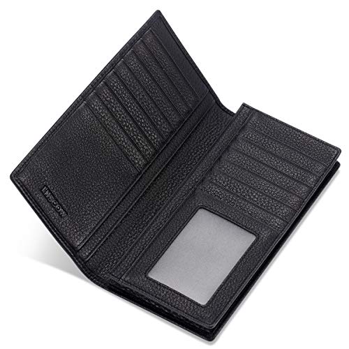 HISCOW Bifold Long Wallet with 15 Credit Card Slots - Italian Calfskin (Pebbled Black) - Image 3