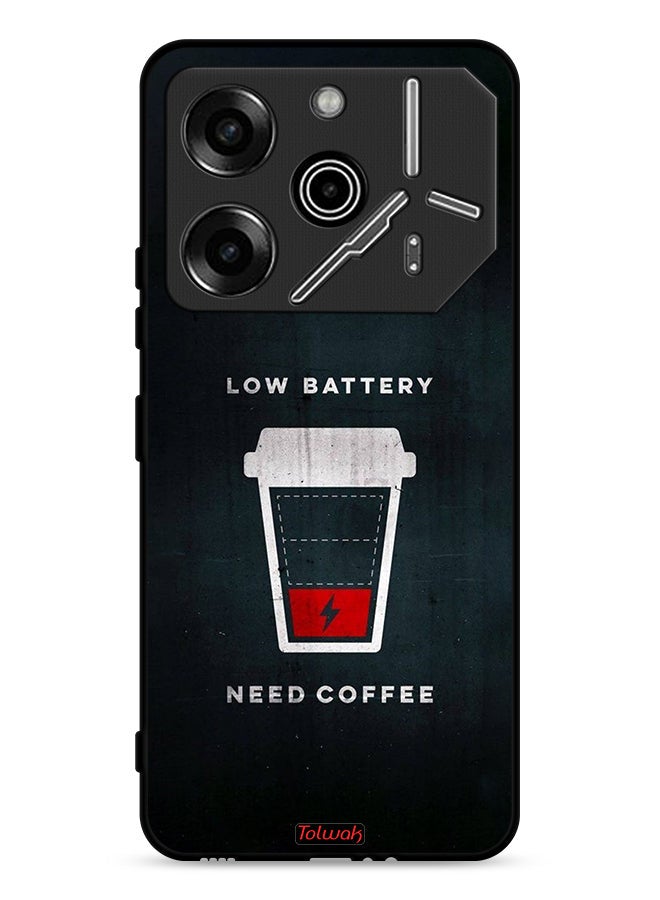 Tolwak Tecno Pova 6 Pro 5G Protective Case Cover Low Battery Need Coffee - Image 1