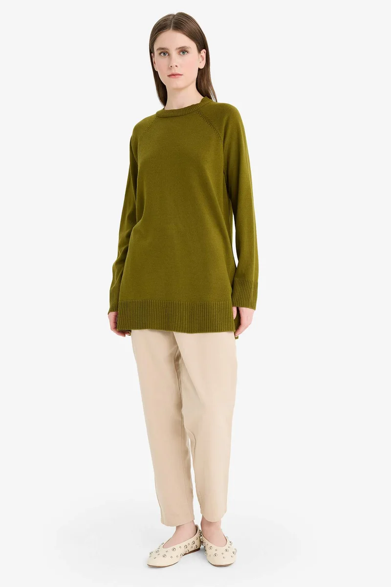 ديفاكتو Regular Fit Crew Neck Basic Tunic Pullover
