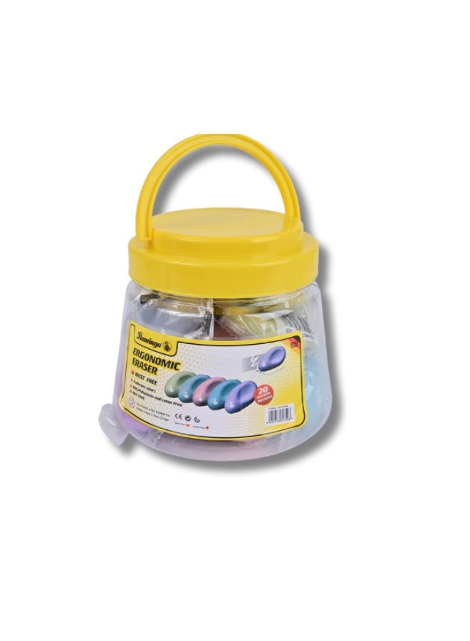 ممحاة فلامنغو بتصميم مريح - خالية من الغبار - عبوة 20 قطعة - Image 1