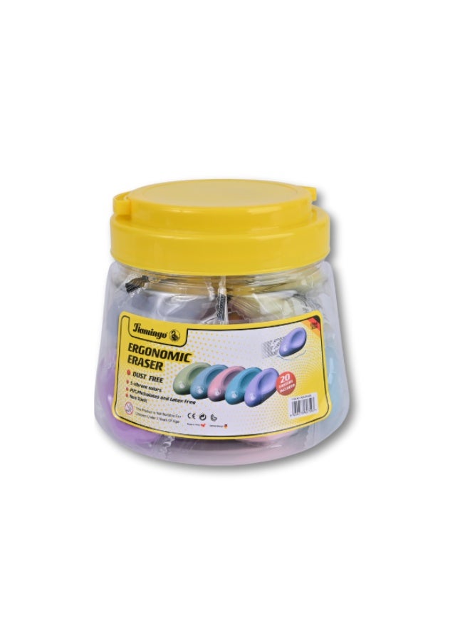 ممحاة فلامنغو بتصميم مريح - خالية من الغبار - عبوة 20 قطعة - Image 3