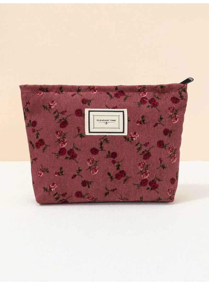 Cosmetic Bags for Women, Travel Makeup Organizer Pouch, Multifunction Toiletry Storage Bag, Portable Zipper Handbag(Rose Red) - Image 1