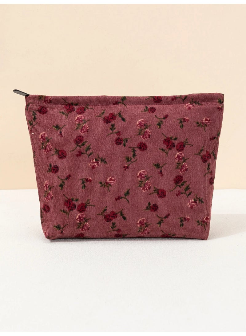 Cosmetic Bags for Women, Travel Makeup Organizer Pouch, Multifunction Toiletry Storage Bag, Portable Zipper Handbag(Rose Red) - Image 5