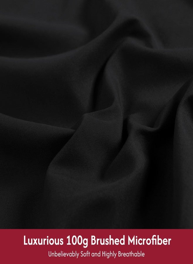 LONAVA Queen Size Sheet Set - 6 Piece Hotel Luxury Wrinkle-Free Microfiber Sheet, Oeko-TEX Certified, Breathable & Elastic, 16" Deep Pockets, Very Black - Image 2