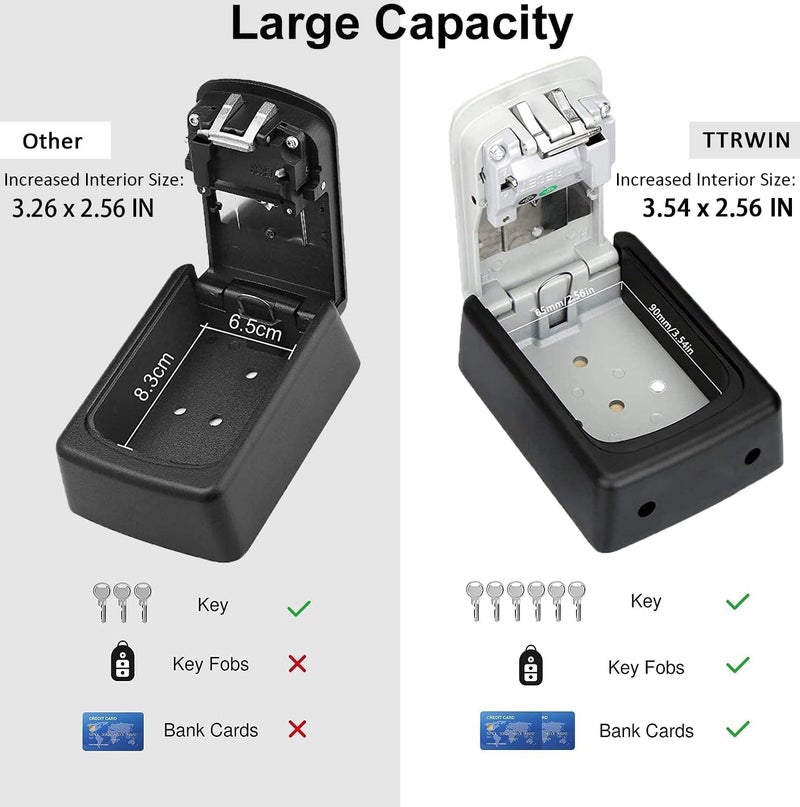 CARTBURG Key Lock Box Wall Mounted 4 Digit Combination Lock Box for House Key Weatherproof Safe Security Key Storage Lock Box Keys Holder Wall Mounted with Code Password Security Lock for House - Image 3