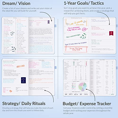 GoGirl Planner PRO - Undated Horizontal Layout Weekly Planner and Organizer + Budgeting and Expense Tracking Pages, Goals Journal & Agenda, 7" x 10" Hardcover, Lasts 1 Year - Periwinkle - Image 5