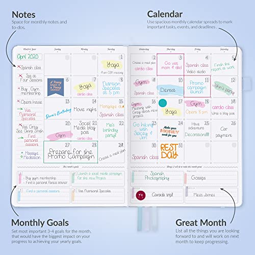 GoGirl Planner PRO - Undated Horizontal Layout Weekly Planner and Organizer + Budgeting and Expense Tracking Pages, Goals Journal & Agenda, 7" x 10" Hardcover, Lasts 1 Year - Periwinkle - Image 4