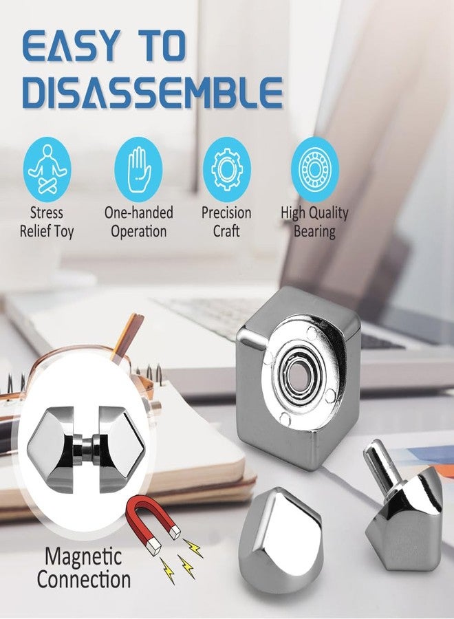 Dilabnba Infinity Fidget Spinner Toy for Kids Adults, Metal Fidget Block Figner Spinner Focus 2 in 1 Gyro for Stress Relief, Cool Mini Gadget Stuff Desk EDC Relaxing Toy(Sliver) - Image 4