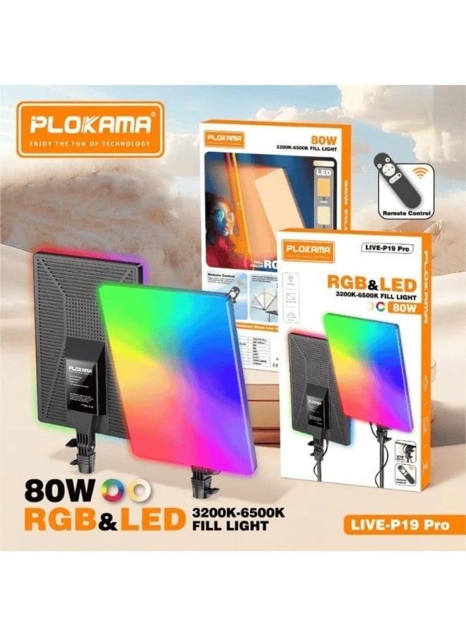PLOKAMA ضوء بانل RGB متعدد الألوان PLOKAMA LIVE P19 Pro مع تحكم عن بعد سطوع عالي - Image 1