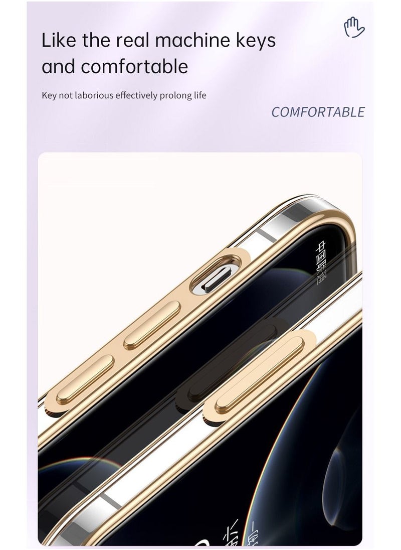 Color Fans - iPhone 14 Pro Cover Soft Elastic Electroplated Frame Shockproof Drop Resistant Slim Lightweight Pockage Full Inclusive Luxury Gradient Fashion Case for Girls & Women Purple - Image 1