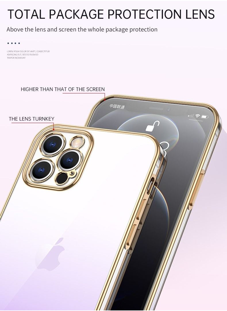 Color Fans - iPhone 14 Pro Cover Soft Elastic Electroplated Frame Shockproof Drop Resistant Slim Lightweight Pockage Full Inclusive Luxury Gradient Fashion Case for Girls & Women Purple - Image 1