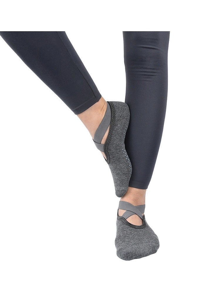 Yoga Socks for Women with Grips, Non-Slip Socks for Pilates, Barre, Ballet, Dance, Workout, Fitness (Dark Gray) - Image 1