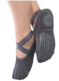 Generic Yoga Socks for Women with Grips, Non-Slip Socks for Pilates, Barre, Ballet, Dance, Workout, Fitness (Dark Gray)  - Image 1