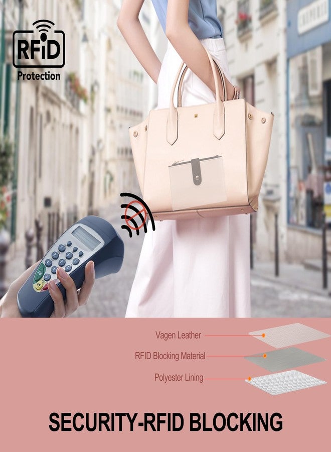 yiijay Womens Wallet RFID Blocking Vegan Leather Trifold Clutch Credit Card Holder Ladies Travel Wallet Purse with Pen Holder, 2Beige&Black, Rfid Wallet - Image 5