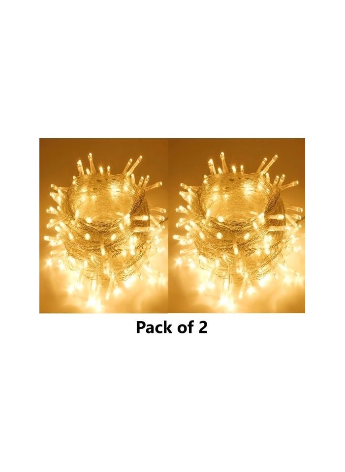 Generic Pack of 2 Pc 50 meter Super-Long Lights Indoor Outdoor, Warm White with waterproof Joint connecter switch  - Image 1