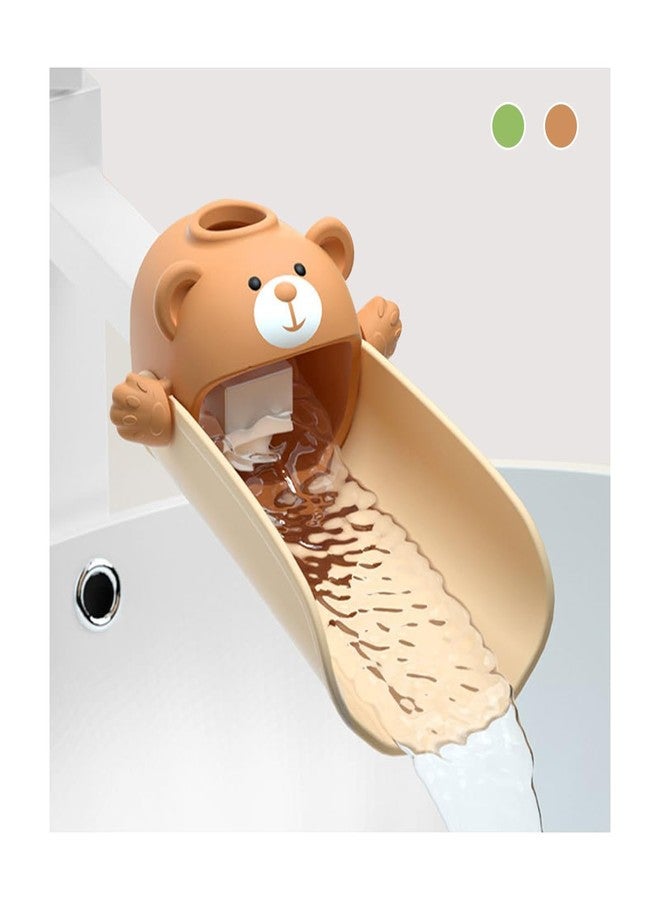 LTWVDIZ Faucet Extender for Toddlers, Kids Sink Extender for Bathroom, Hand Washing Extension God Silicone Cartoon Temperature-Sensitive Anti-Scald Anti-Splash Water (Brown) - Image 1