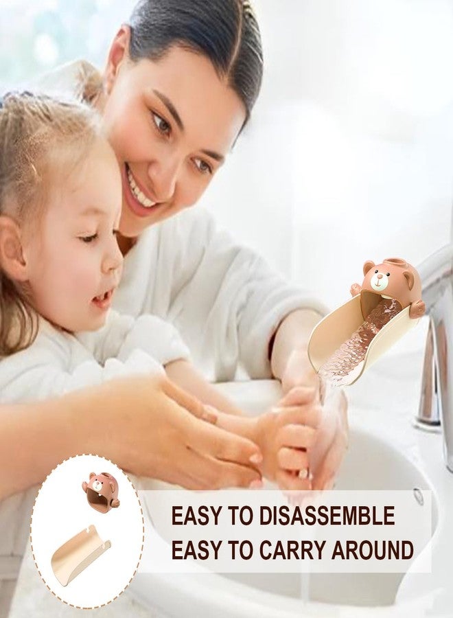 LTWVDIZ Faucet Extender for Toddlers, Kids Sink Extender for Bathroom, Hand Washing Extension God Silicone Cartoon Temperature-Sensitive Anti-Scald Anti-Splash Water (Brown) - Image 2