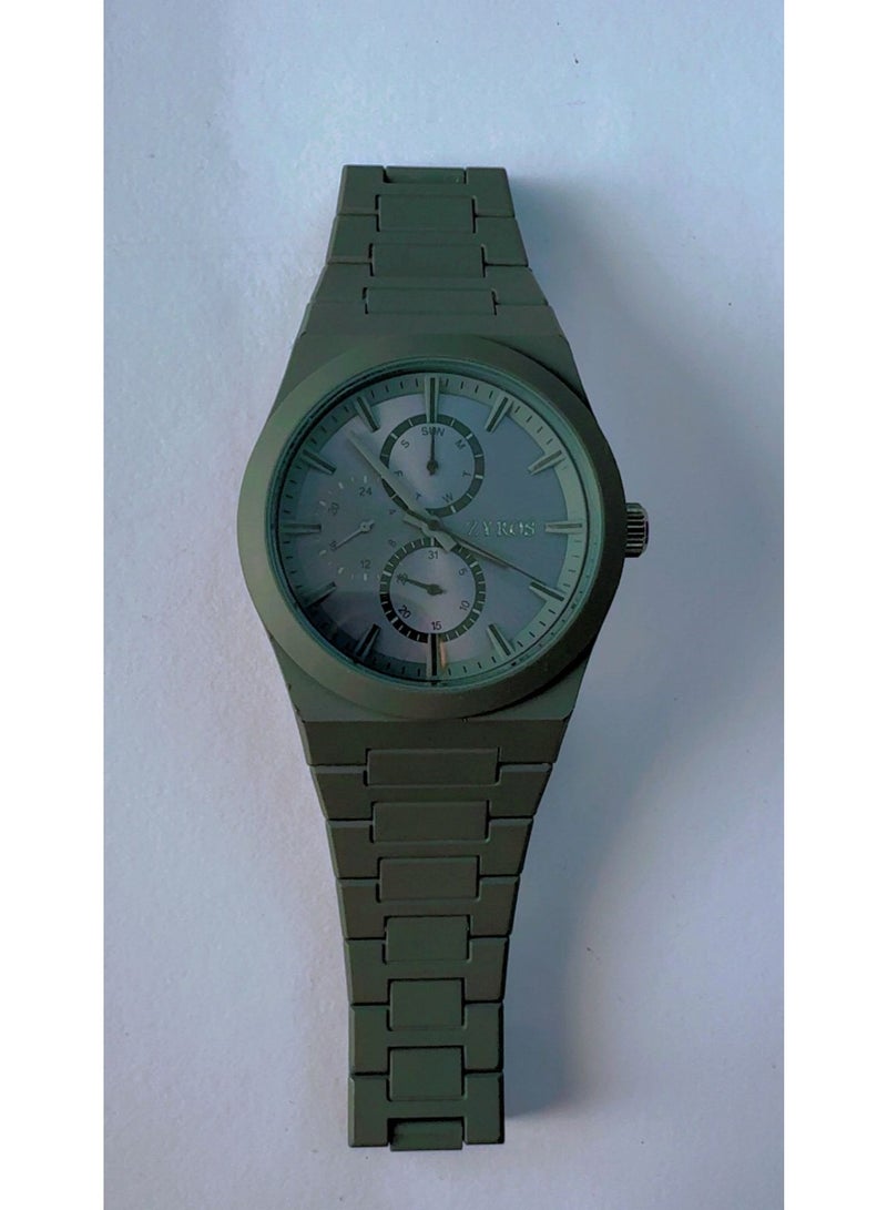 ZYROS Premium Men's Multifunction Matte Grey Stainless Steel Quartz Watch with Link Strap - Image 4