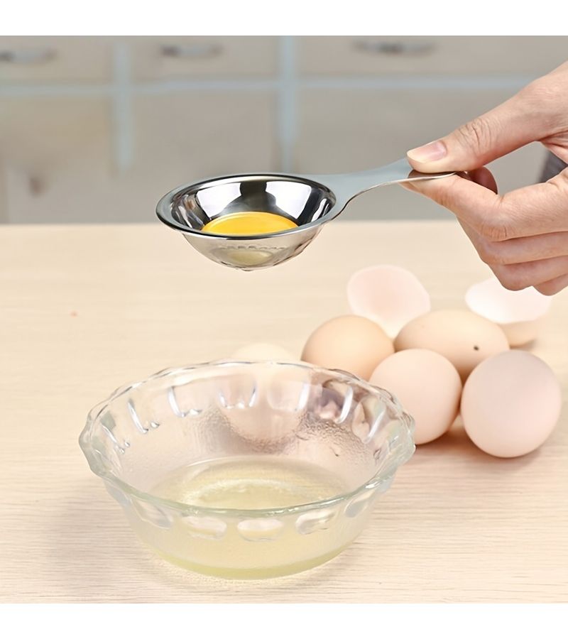 410 Stainless Steel Egg Yolk Separator 1pc Heavy Duty Kitchen Baking Tool - Image 1
