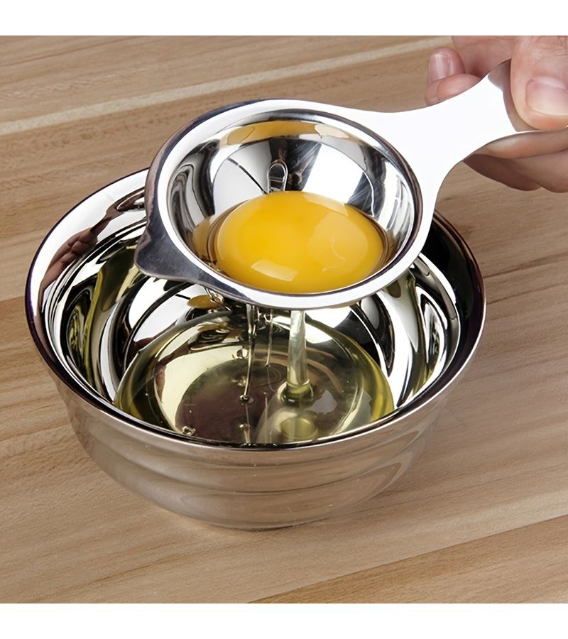 410 Stainless Steel Egg Yolk Separator 1pc Heavy Duty Kitchen Baking Tool - Image 3