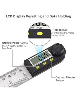 Generic Digital Angle Finder,  Popular 8 Inch/200mm PVC Plastic Protractor Angle Ruler 0-360°Digital Inclinometer Electronic Digital Angle Ruler with LCD Display for Woodworking Construction etc.  - Image 2