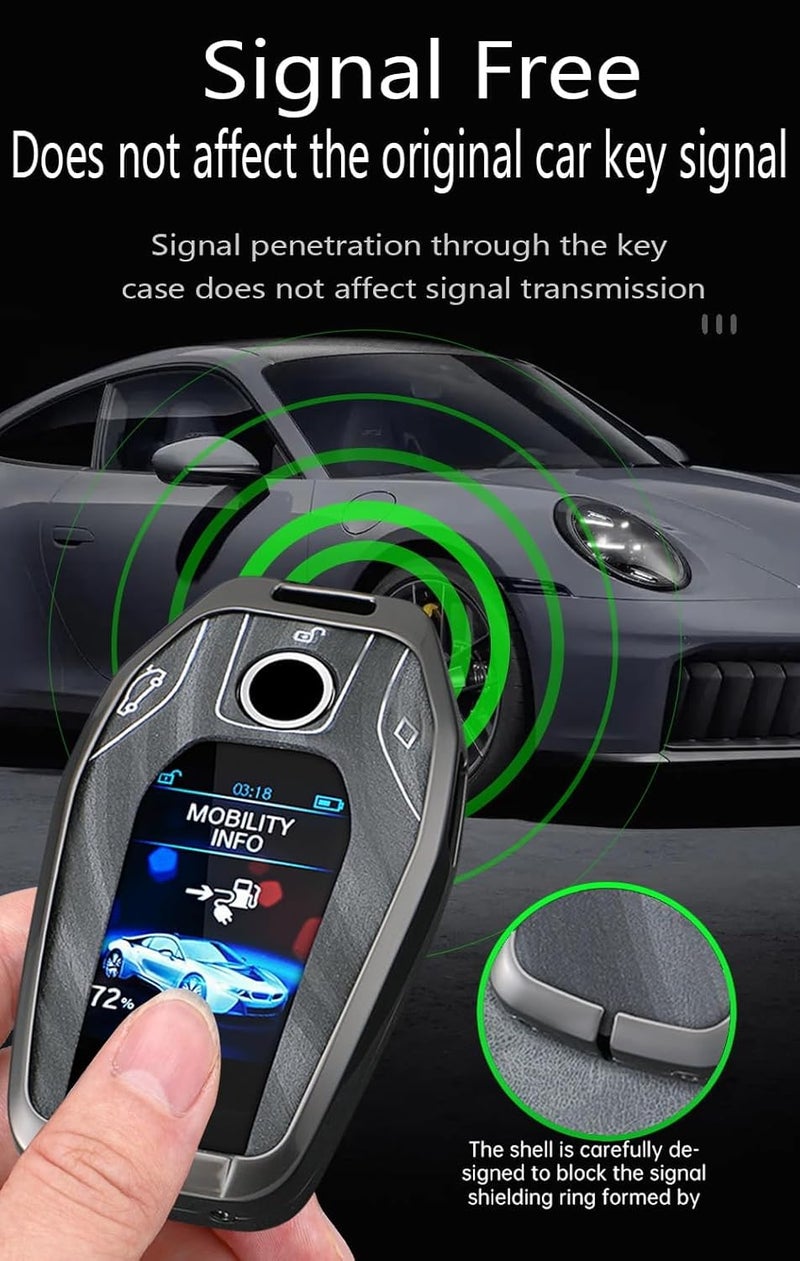 كاست ويف علبة مفتاح السيارة الذكية لسيارة بي إم دبليو مع شاشة LCD موديلات G30/G31 GT G32 G11 G12 528Li 530Li X3 X4 X5 X7 G07 G05 750Li 760Li 730Li - علبة حماية لمفتاح السيارة مع 3 أزرار - أسود - Image 5