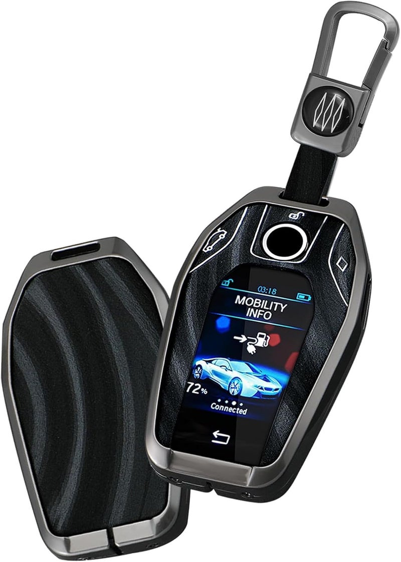 كاست ويف علبة مفتاح السيارة الذكية لسيارة بي إم دبليو مع شاشة LCD موديلات G30/G31 GT G32 G11 G12 528Li 530Li X3 X4 X5 X7 G07 G05 750Li 760Li 730Li - علبة حماية لمفتاح السيارة مع 3 أزرار - أسود - Image 1