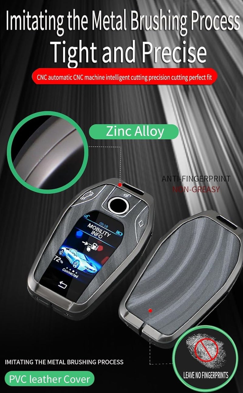 كاست ويف علبة مفتاح السيارة الذكية لسيارة بي إم دبليو مع شاشة LCD موديلات G30/G31 GT G32 G11 G12 528Li 530Li X3 X4 X5 X7 G07 G05 750Li 760Li 730Li - علبة حماية لمفتاح السيارة مع 3 أزرار - أسود - Image 4
