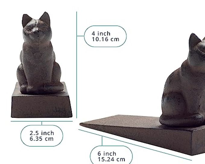 Comfify Vintage Cast Iron Cat Door Stop  One Decorative Wedge with Felt Bottom  Rust Brown Finish - Image 3