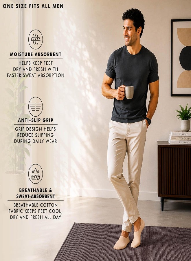 Supersox No Show Loafer Socks for Man | Combed Cotton | Breathable & Moisture Absorbent | Anti-Odour | Anti-Slip Grip | Low Cut Invisible Fit, Beige, Free Size - Image 3