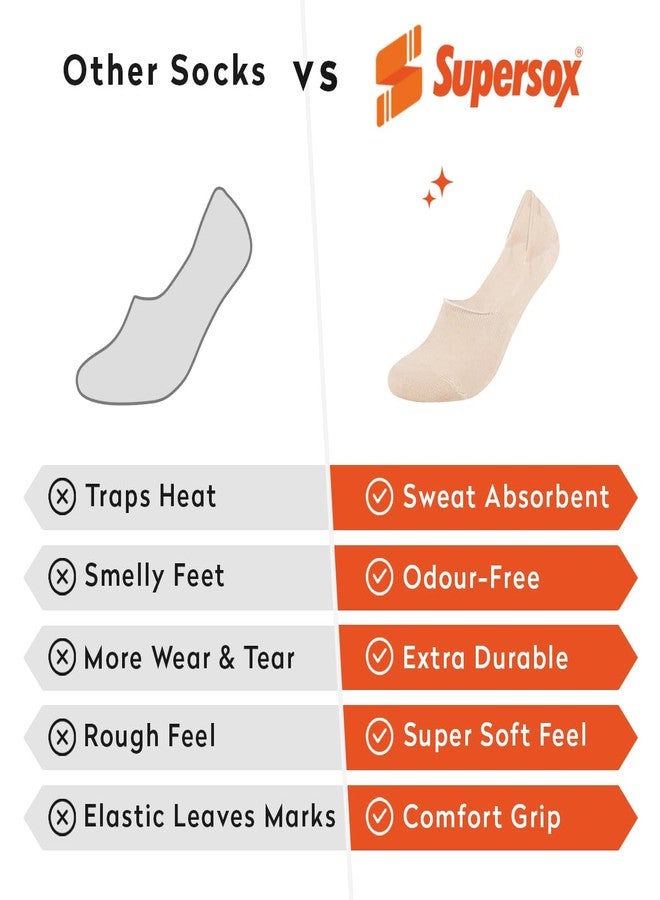 Supersox No Show Loafer Socks for Man | Combed Cotton | Breathable & Moisture Absorbent | Anti-Odour | Anti-Slip Grip | Low Cut Invisible Fit, Beige, Free Size - Image 5