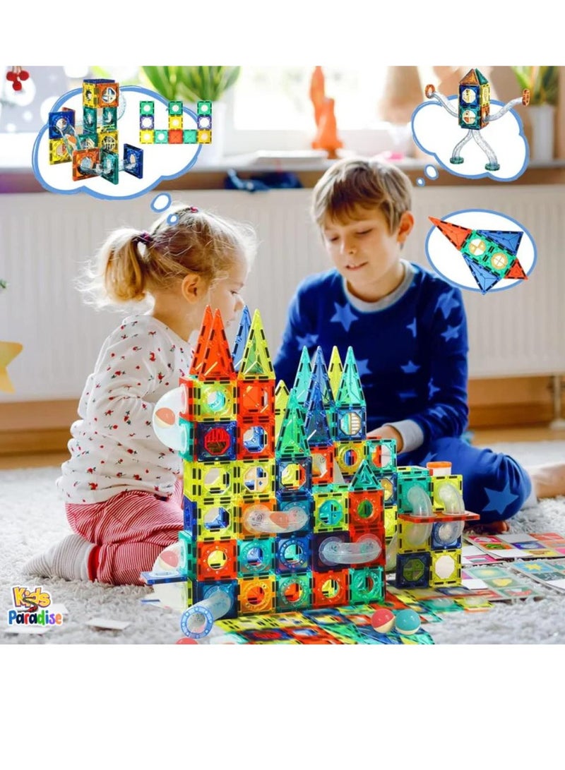 مجموعة 42 قطعة مكعبات بناء ثلاثية الأبعاد مغناطيسية ملونة للأطفال - 9916 - Image 2