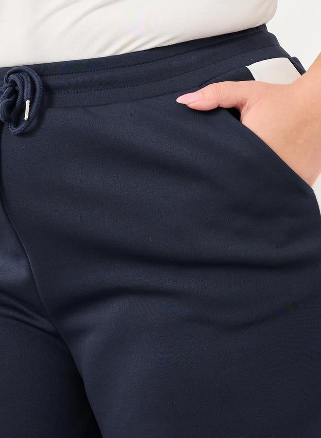 Styli Plus Wide Leg Joggers with Side Seam Contrast Panel - Image 3