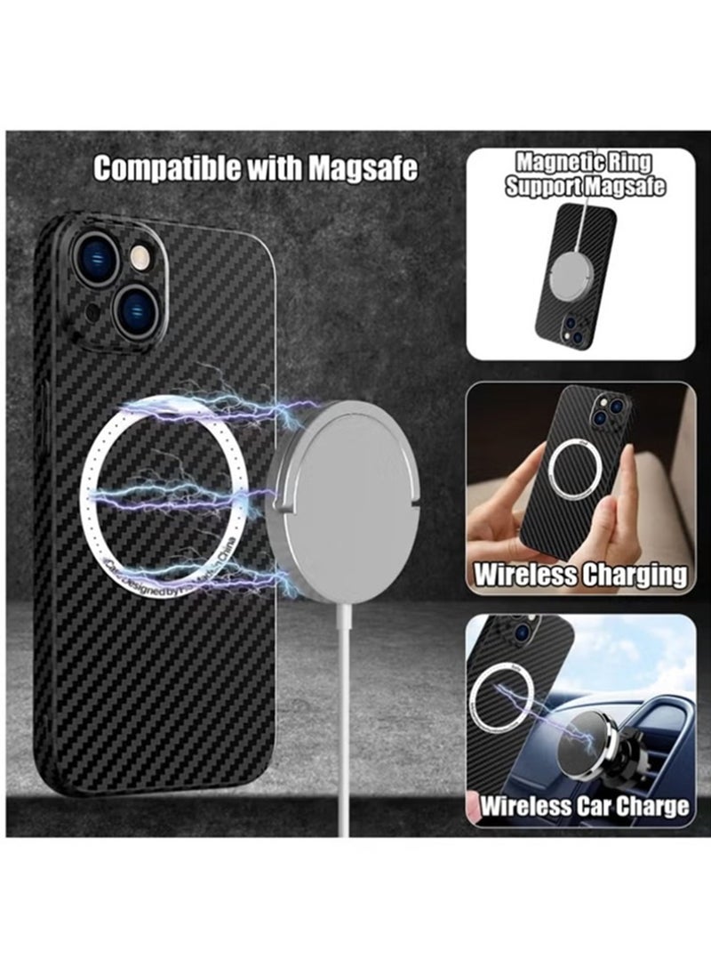 Case for iPhone 13 Pro Max, Compatible with Wireless Charger Case, Built-in Magnetic, Rugged Shockproof Phone Cover for iPhone 13 Pro Max (Black)