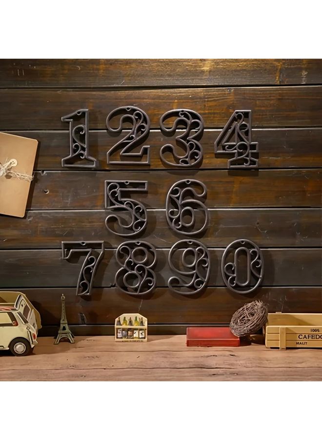 Vintage Metal 0 9 Numbers Hollow Design Wall Mounted Address Plaque 8 Items Set - Image 5