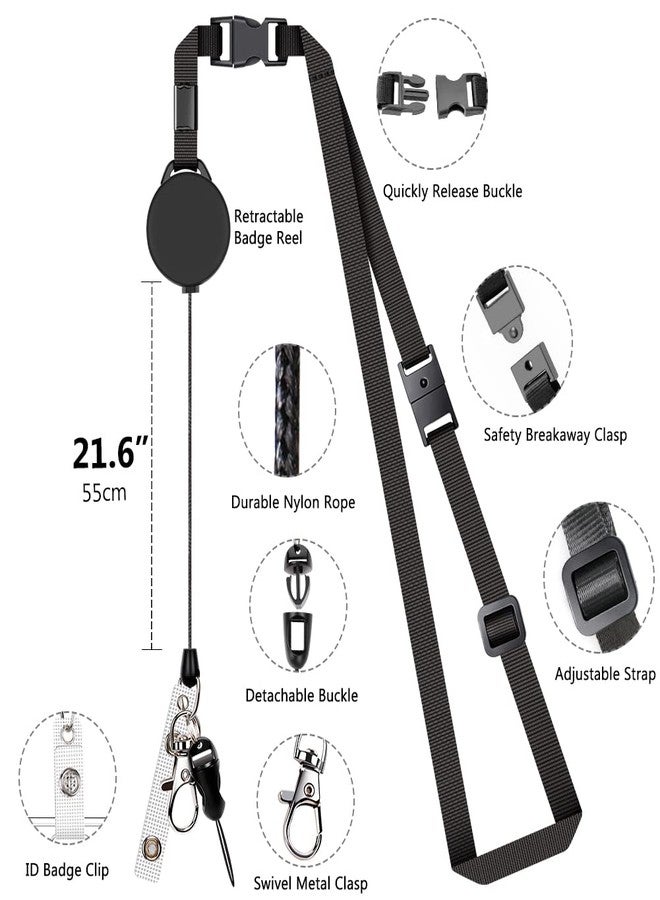 UpUGo Leather Badge Holder and Adjustable Retractable Lanyards, Quick Release Buckle and Safety Breakaway Lanyards with Swivel Metal Clasp for Offices, Staff, Students, Employees - Image 2