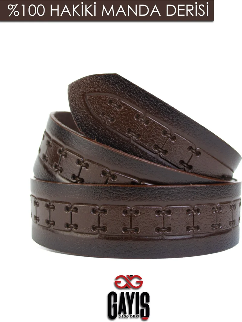 Gayış 4cm Genuine Buffalo Leather Men's Belt, Compatible with Jeans-Fabric Trousers, Men's Belt Gift