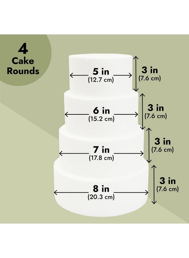 برايت كرياشنتس مجموعة دمى الكيك الرغوية المستديرة من برايت كرييشنز، 4 طبقات للعرض، الفنون والحرف اليدوية (أبيض) - Image 3