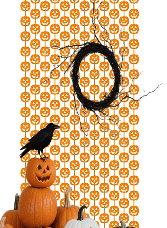 AimtoHome Halloween Thanksgiving Party Decorations - 2 Packs Orange Pumpkin Foil Fringe Streamers Curtains for Gothic Evil Birthday Baby Shower Wedding Wall Party Decor(3.3x6.6 ft) - Image 4