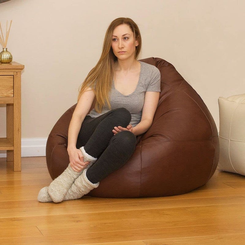 Fluffys Bean Bag Cover Leatherette Sofa Cover Chair Sturdy Zipper Recliner Bean Bag Cover Organizing Storage Water Resistant Furniture No Filler Only Cover